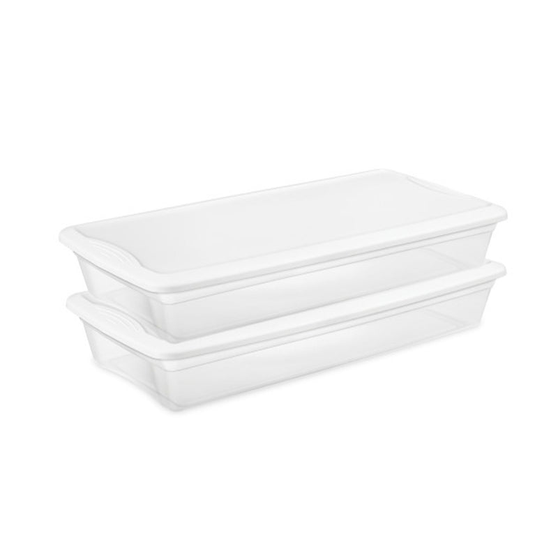 Sterilite 41 Quart Lightweight Under Bed Storage Box Container with Lid, 6 Pack