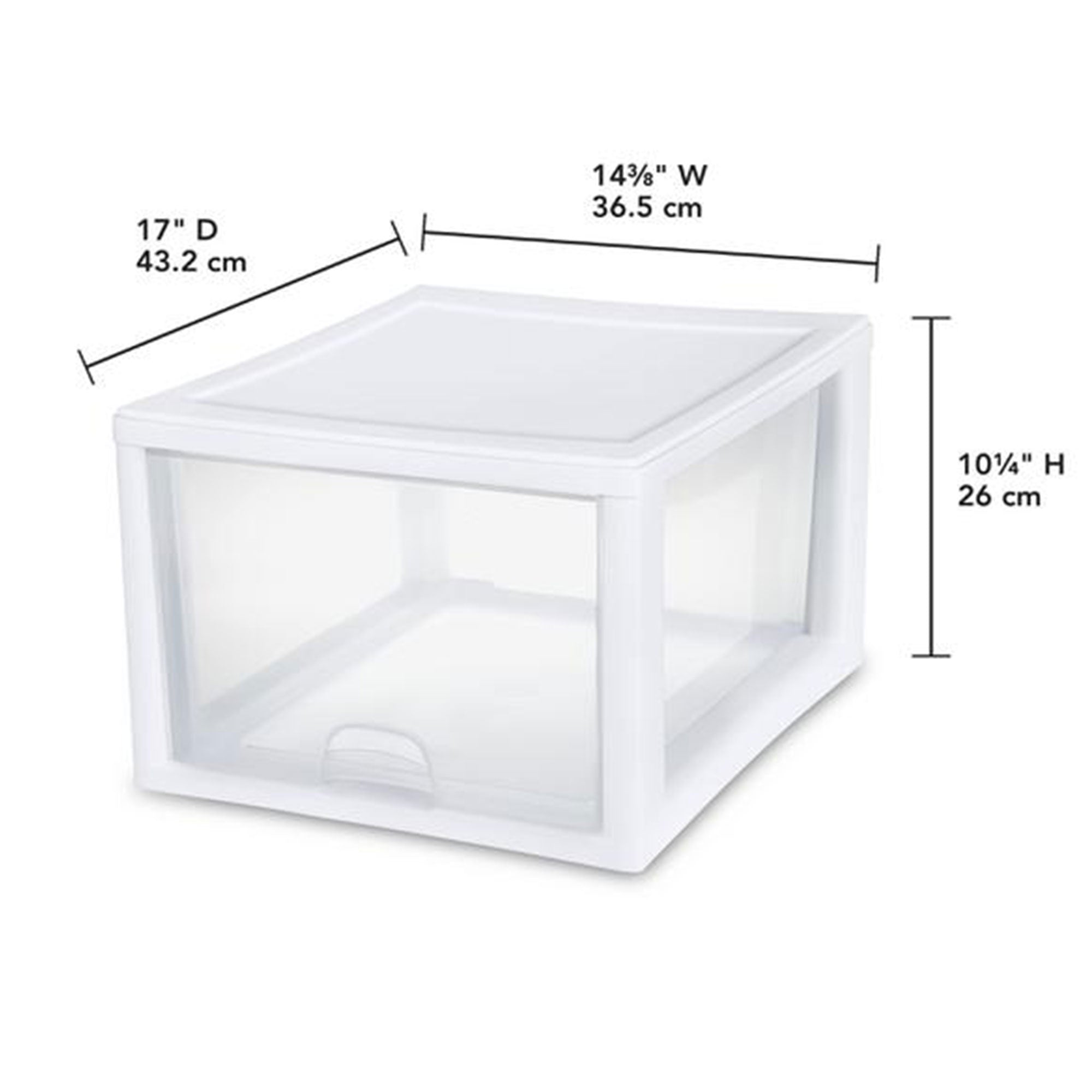 Sterilite 27 Quart Clear & White Plastic Storage Bin with One Drawer, 20 Pack - VMInnovations