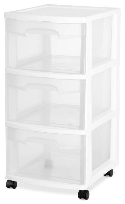 Sterilite Home 3-Drawer Storage Cart Portable Container with Casters | 28308002 (Open Box)