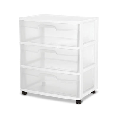 Sterilite Home 3 Drawer Wide Storage Cart Container w/Casters (Open Box)