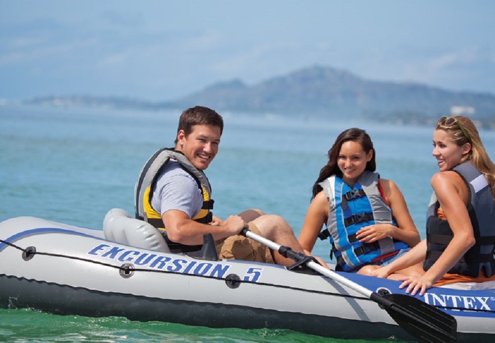 Intex Inflatable Excursion 5 Person Boat Set & Intex Explorer K2 Kayak, 2-Person
