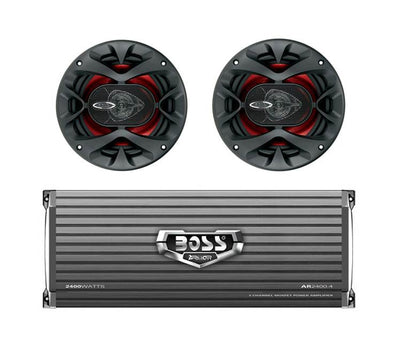 2) BOSS CH6520 6.5" 250W 2-Way Car Audio Speakers + Boss AR24004 2400W Amplifier