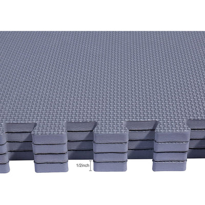 Everyday Essentials 1/2 Inch Thick Floor Puzzle Exercise Mat, 48 Sq Ft, Gray