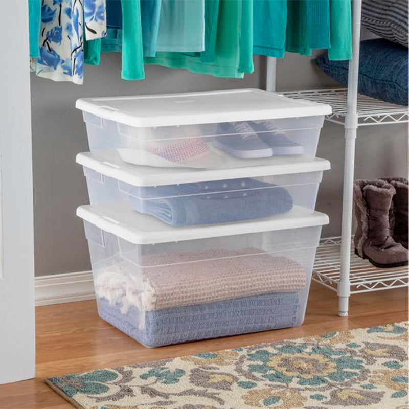 Sterilite 28 Qt Clear Stackable Under Bed Organizer Storage Container, (10 Pack) - VMInnovations
