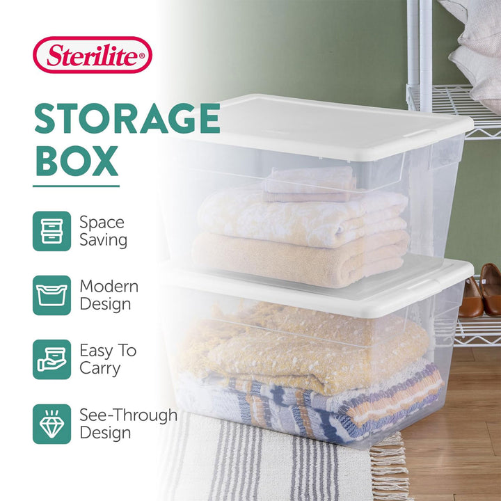 Sterilite 56 Quart Clear Plastic Storage Container Box w/ Latching Lid (24 Pack)