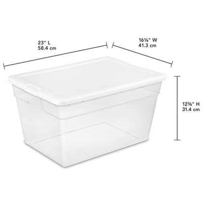 Sterilite 56 Quart Clear Plastic Storage Container Box and Latching Lid, 16 Pack - VMInnovations