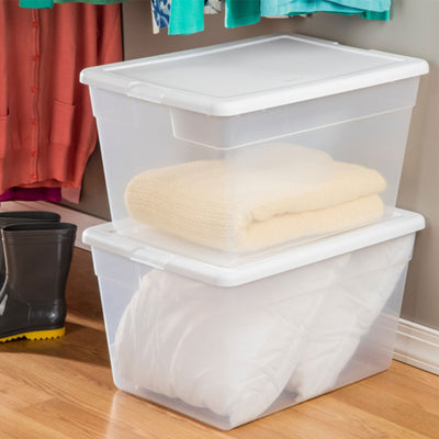 Sterilite 56 Quart Clear Plastic Storage Container Box and Latching Lid, 16 Pack - VMInnovations