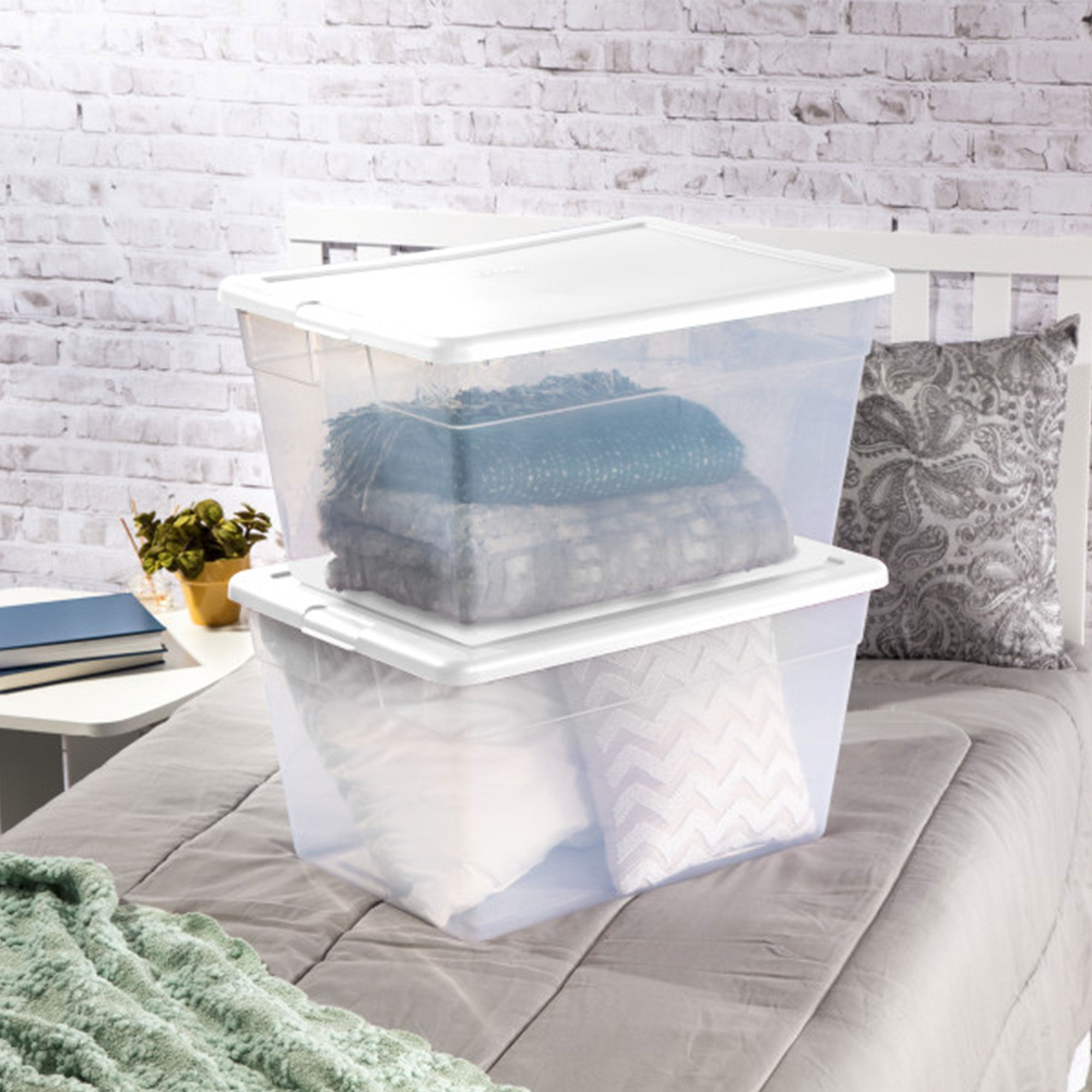 Sterilite 56 Quart Clear Plastic Storage Container Box and Latching Lid, 16 Pack - VMInnovations