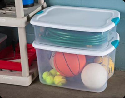 4)Sterilite 18888004 66-Quart Clear Tote Box W/Latching Container Lid (Open Box)