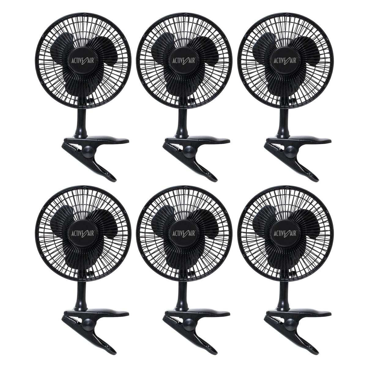 Active Air HORF6 Hydroponic 5W Brushless Motor 6-Inch Clip On Garden Fan, 6 Pack