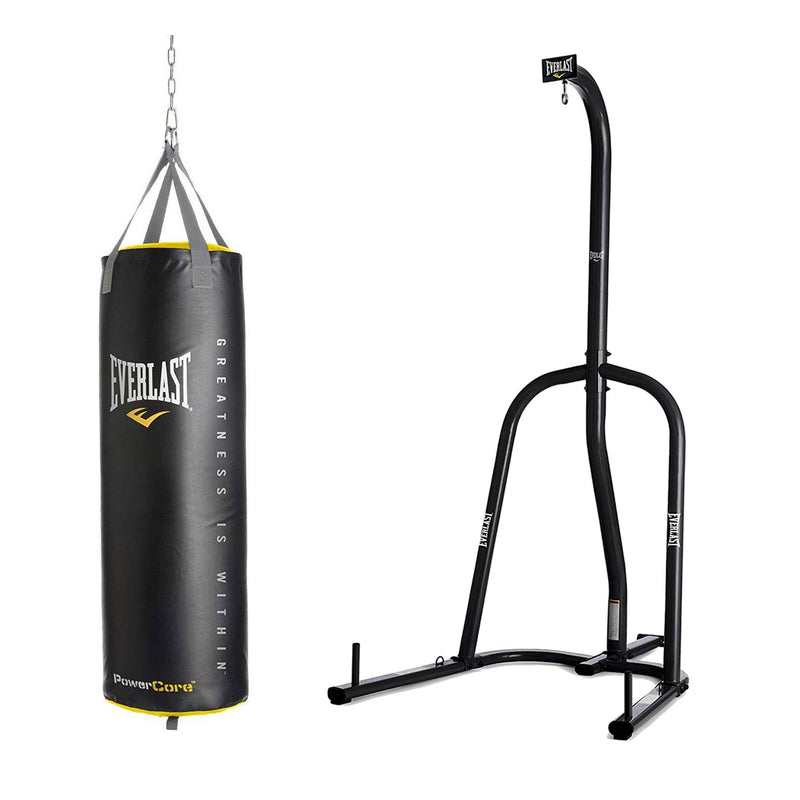 Everlast Powercore 80 Pound Boxing MMA Training Hanging Heavy Bag with Stand