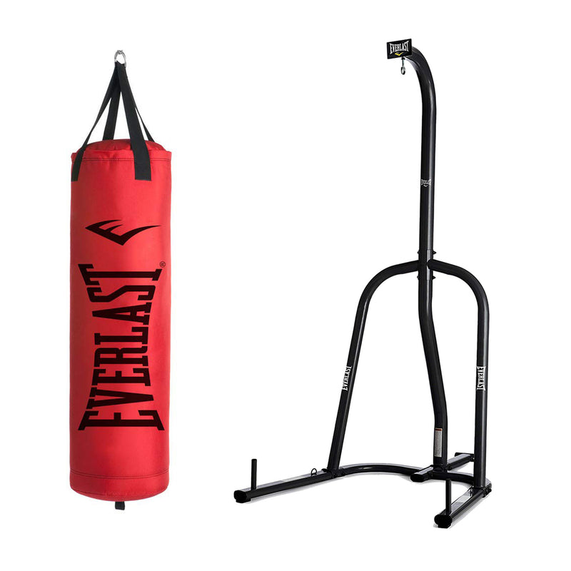 Everlast 80 LB Nevatear Polycanvas Heavy Kickboxing Punching Bag with Stand