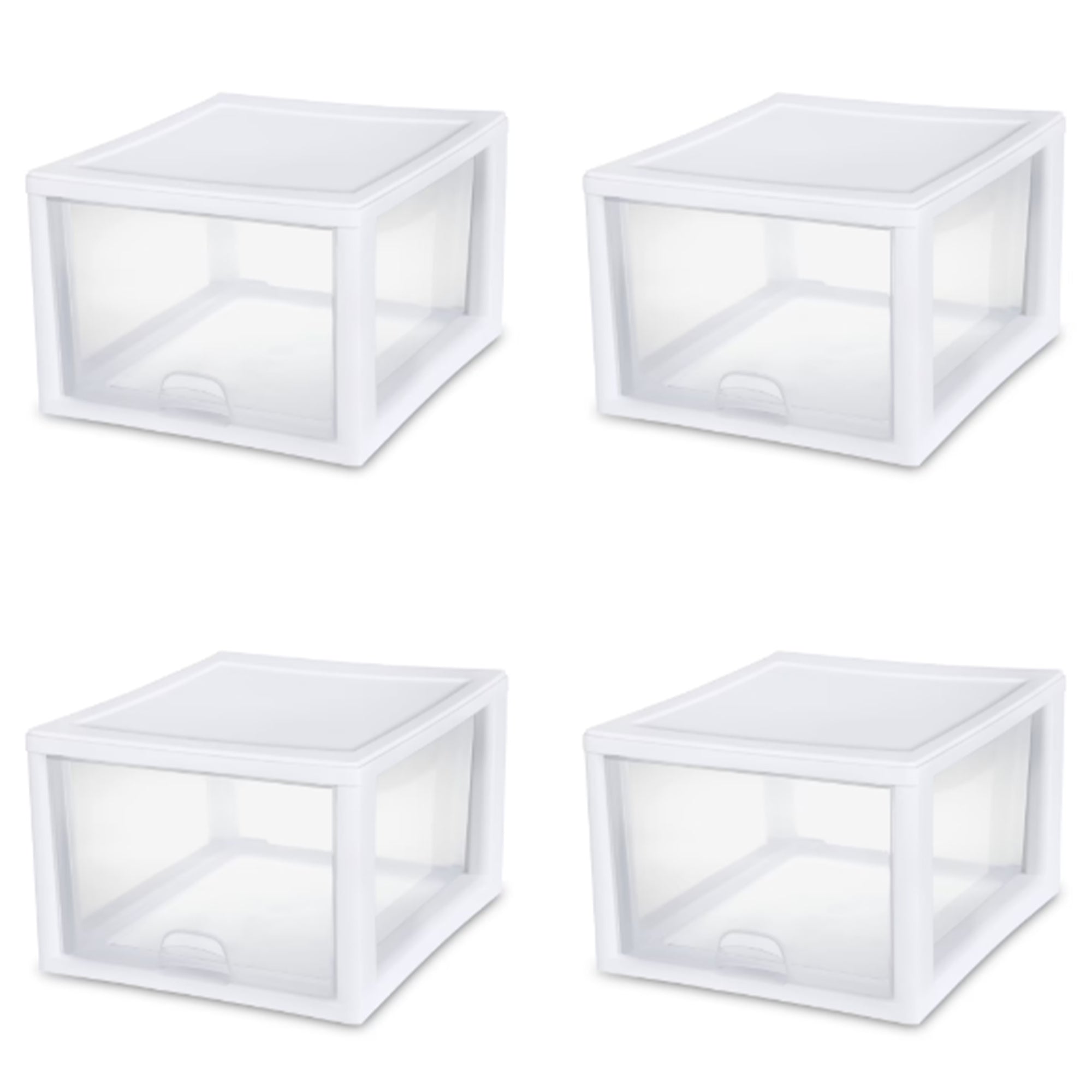 Sterilite 27 Quart Stacking Storage Drawer, Stackable Plastic Bin Drawer, 4 Pack