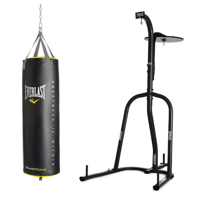 Everlast Dual Station Bag Stand and Powercore NevaTear 80 Pound Hanging Bag