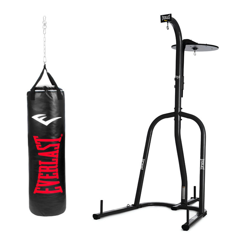 Everlast Dual Station Heavy Bag Stand & NevaTear 100 Pound Hanging Punching Bag