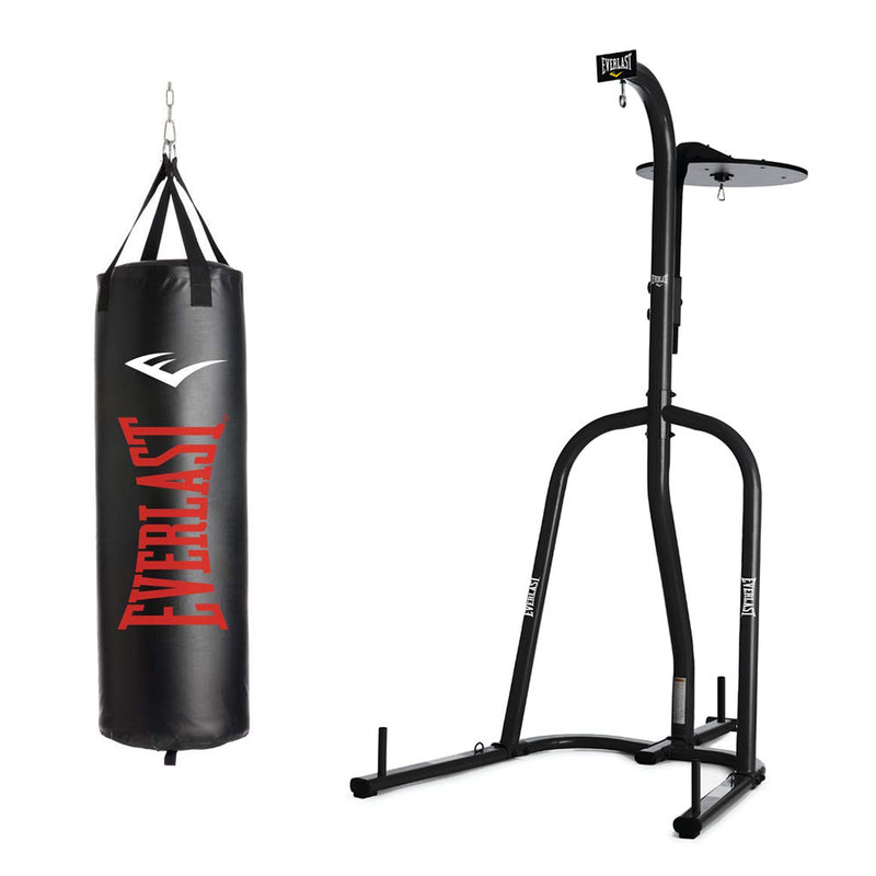 Everlast Dual Station Bag Stand and NevaTear 70 Pound Hanging Heavy Punching Bag