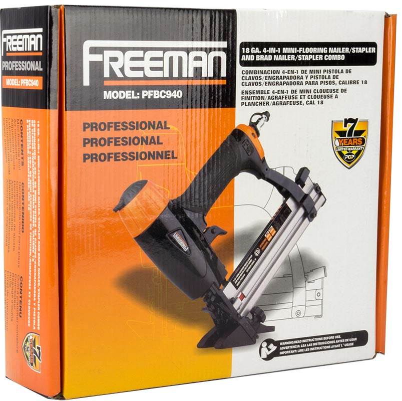 FREEMAN 4 in 1 Mini Pneumatic Air Flooring Nailer Stapler Gun Combo (Open Box)