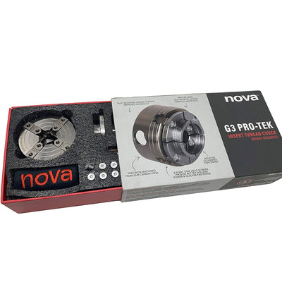 NOVA 48291 PRO-TEK G3 1" x 8 TPI Direct Thread Chuck and Jaw Set w/ T Bar Wrench