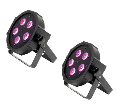 (2) AMERICAN DJ Mega Tripar Profile Plus RGB + UV Quad LED DMX Slim Par Lights