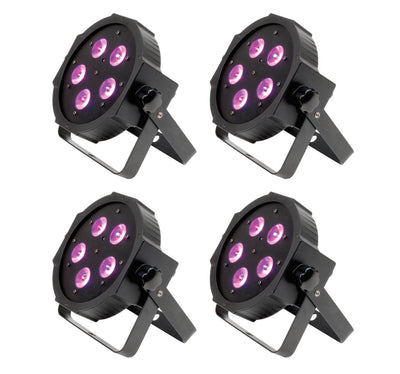 (4) AMERICAN DJ Mega Tripar Profile Plus RGB + UV Quad LED DMX Slim Par Lights