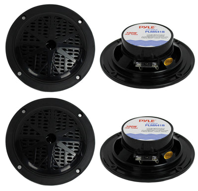 4) PYLE PLMR41B 4" 200W Dual Cone Waterproof Marine Boat Stereo Speakers 2 PAIRS - VMInnovations