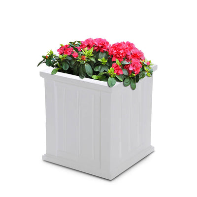 Mayne Cape Cod Large 16 In Square Plastic Outdoor Flower Pot Planter Box, White