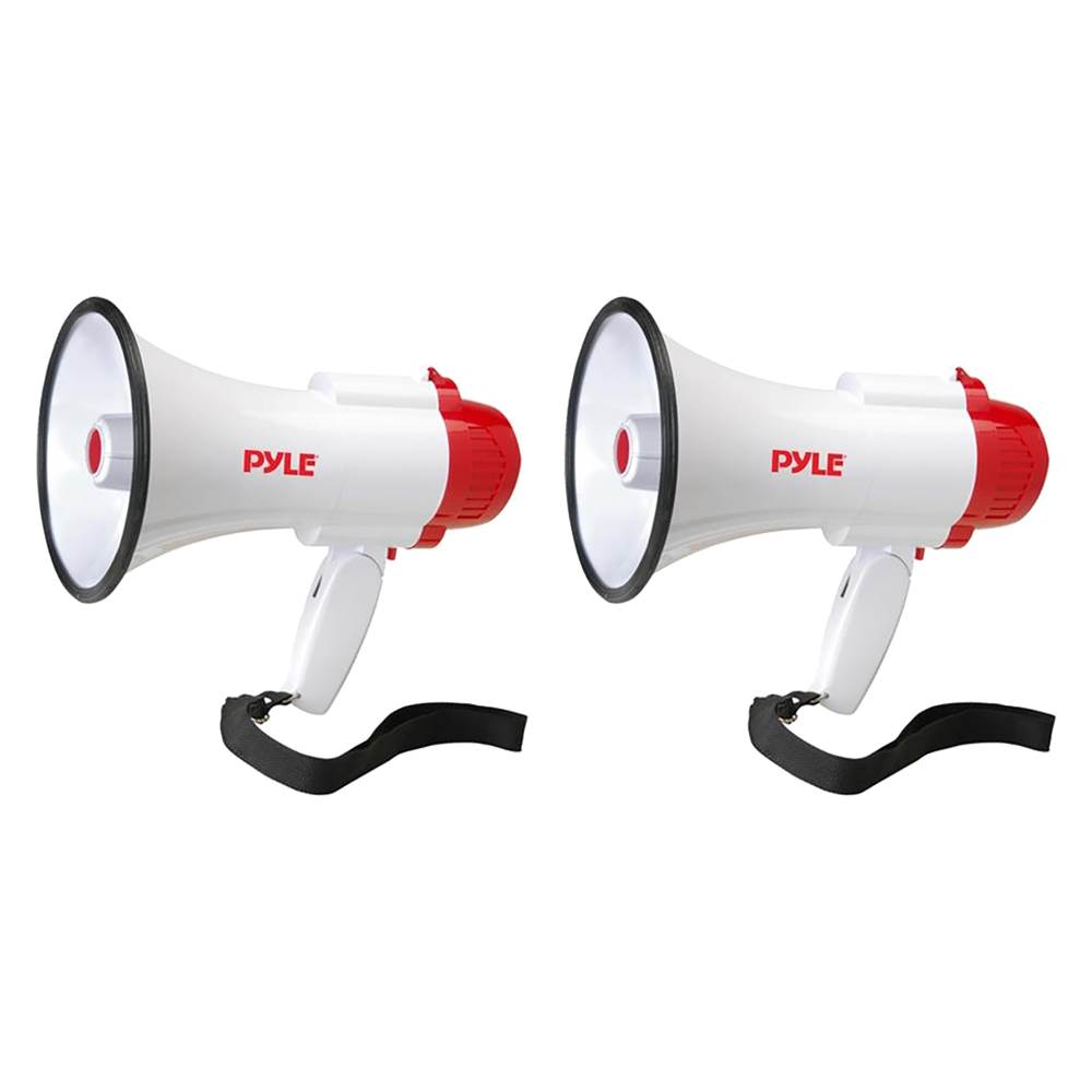 Pyle Pro Megaphone Bull Horn with Siren and Voice Recorder, 2 Pack | PMP35R