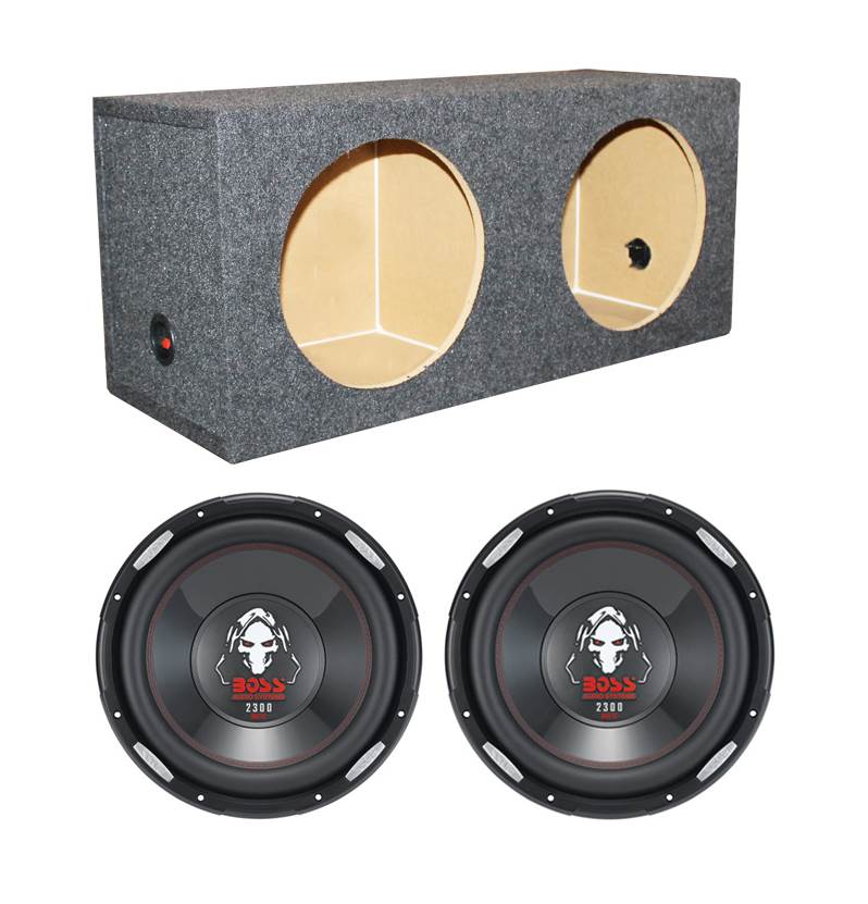 2) Boss P126DVC 12" 4600W Car Power Subwoofers + Dual Sealed Sub Box Enclosure