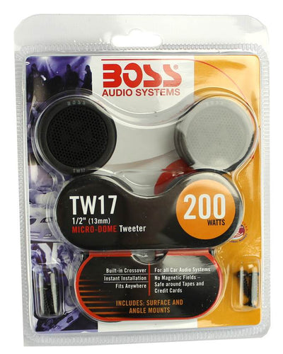 Boss TW17 .5" 400W Micro Dome Car Audio Tweeters Swivel/Angle Mount TW-17 (2 Pairs Pack)