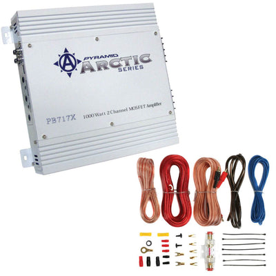 PYRAMID PB717X 2-Channel 1000W Car Audio Amplifier Power Amp and 8 Gauge Amp Kit