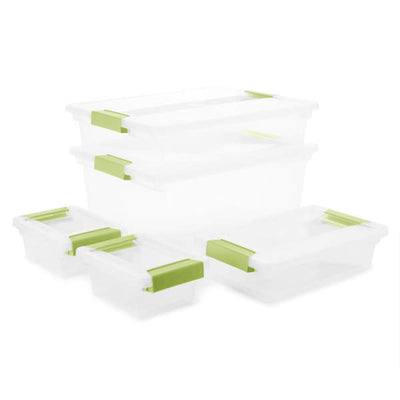 Sterilite Clip Box Set Assorted Plastic Storage Container Bins (5 Pack x 6)