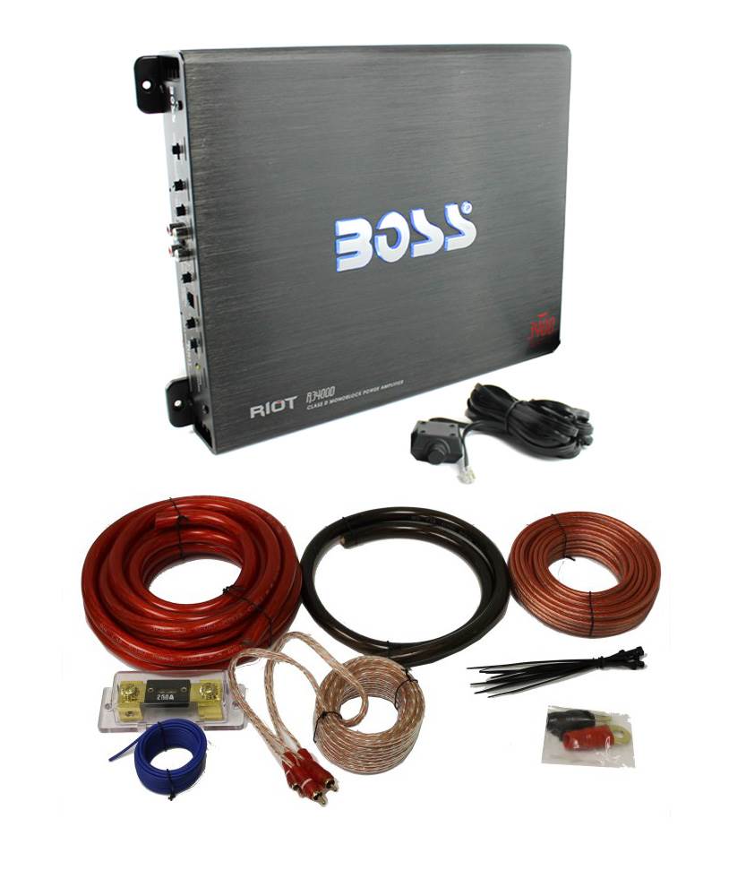 Boss R3400D 3400W Mono Block Class D Car Amplifier & Remote & 0 Gauge Amp Kit