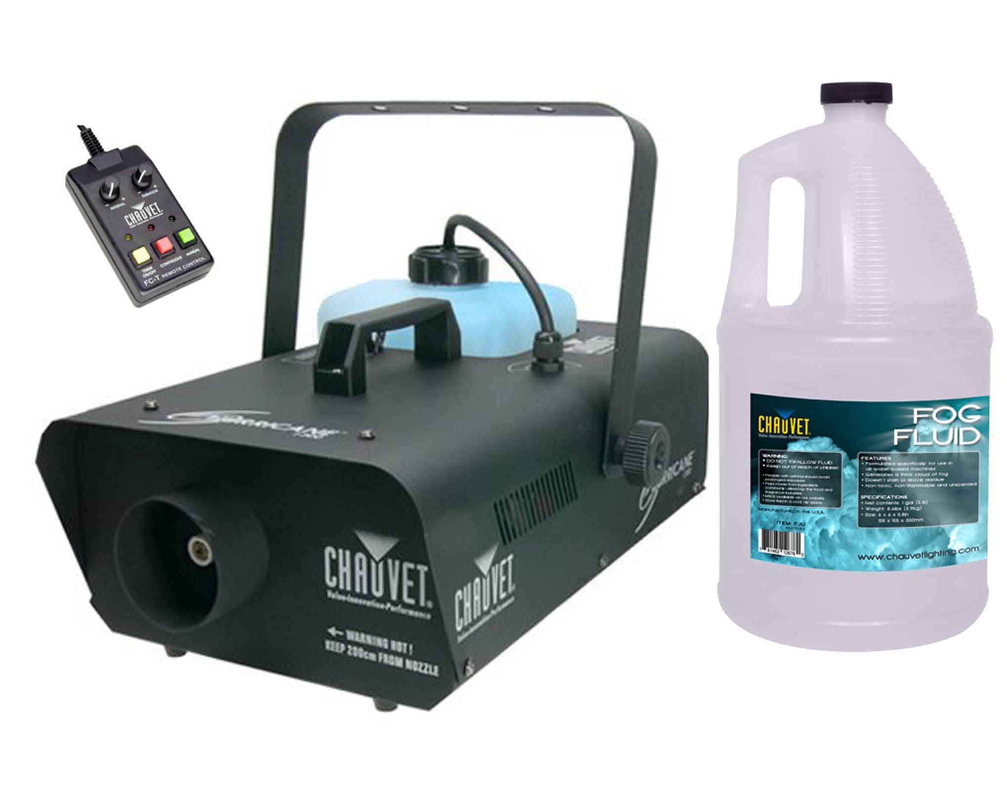 NEW! CHAUVET HURRICANE H1300 Pro DJ Smoke Fog Machine w/ FC-T Remote + FJU Fluid