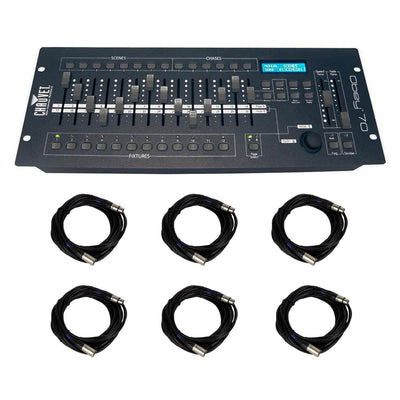 Chauvet DJ OBEY70 Obey 70 Light Fog Lighting Controller + (6) 10 ft. DMX Cables