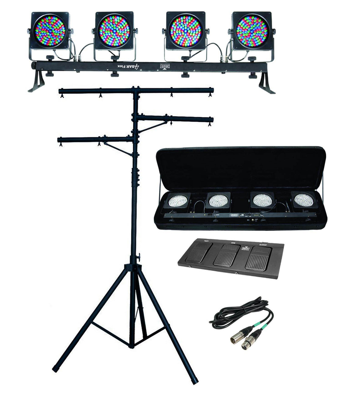 CHAUVET 4BAR FLEX LED RGB DMX Mountable DJ Novelty Lights w/CH-02 Stand & Cable