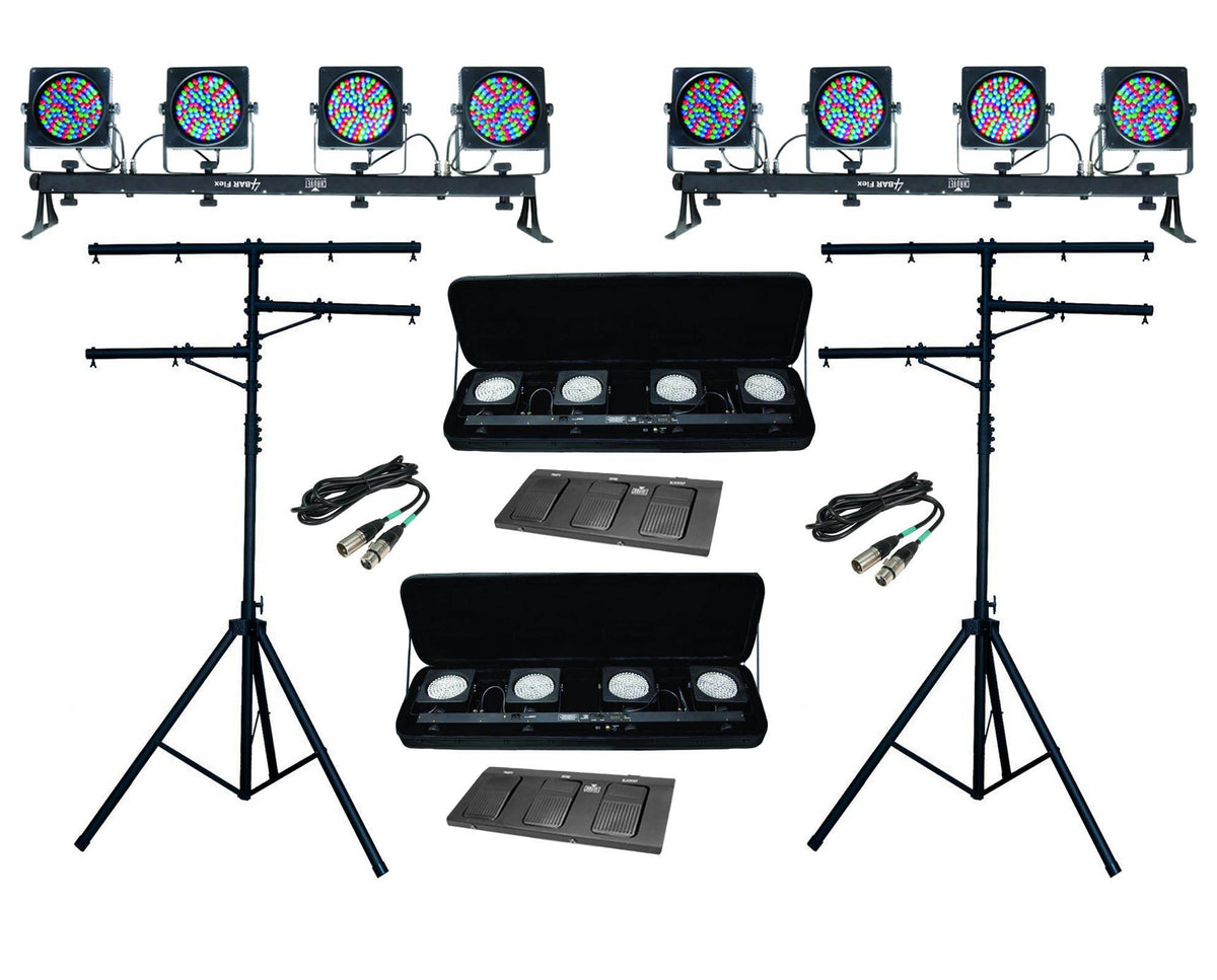 (2) NEW CHAUVET 4BAR FLEX LED RGB DMX DJ Novelty Light w/ Stands, Cases & Cables