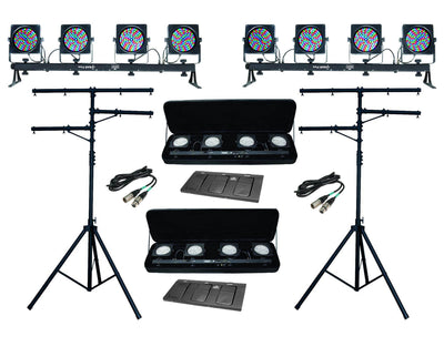 (2) NEW CHAUVET 4BAR FLEX LED RGB DMX DJ Novelty Light w/ Stands, Cases & Cables