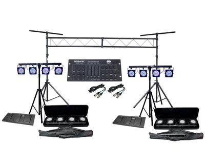 (2) CHAUVET 4BAR DMX LED Stage Wash Light Kits + Truss System + ADJ Controller