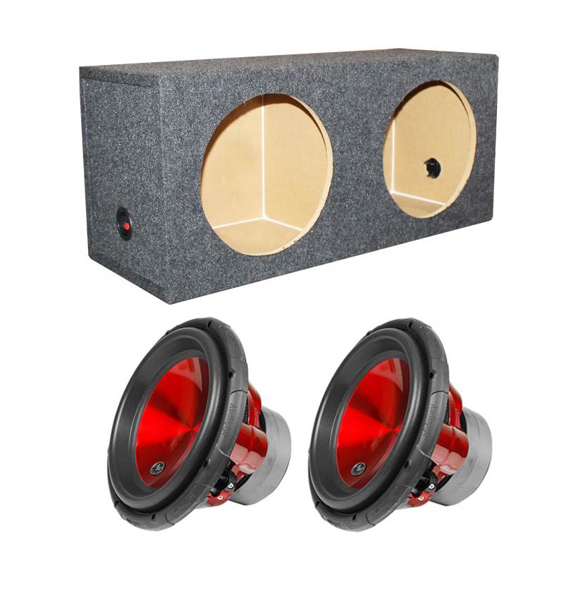 2) Audiopipe TXX-APA-12RD 12" 3200W Subwoofers + Dual Sealed Sub Box Enclosure