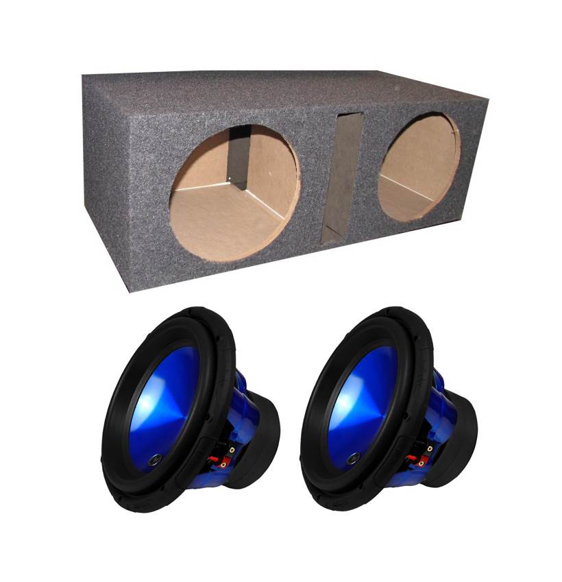 2) Audiopipe TXX-APA-12BL 12" 3200W Subwoofers + Dual Vented Sub Box Enclosure