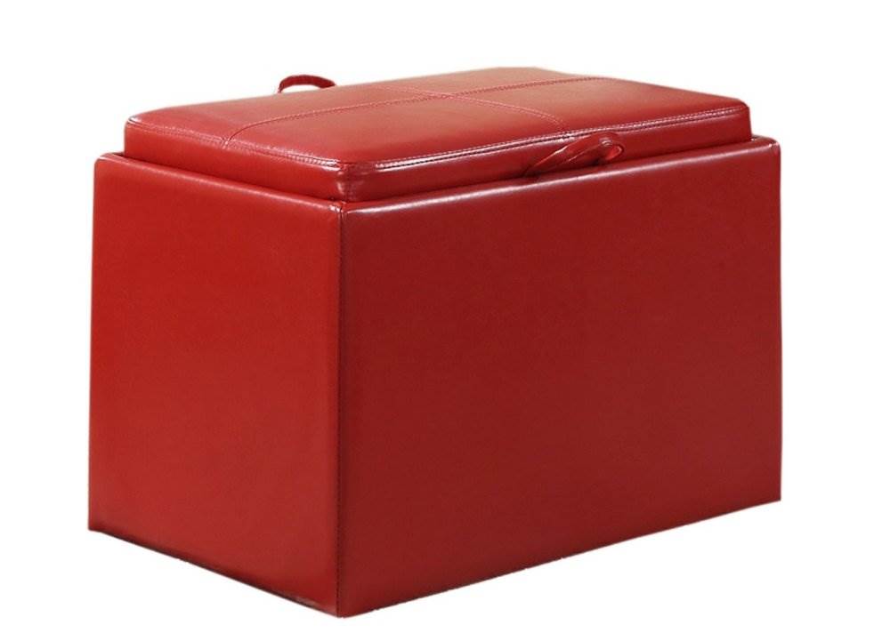 Convenience Concepts Accent Storage Ottoman - Red | 143523R - Slightly Damaged