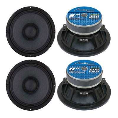 Audiopipe APMB-8-B 500 Watt 8" Low Mid Frequency Car Audio Loudspeakers (4 Pack)