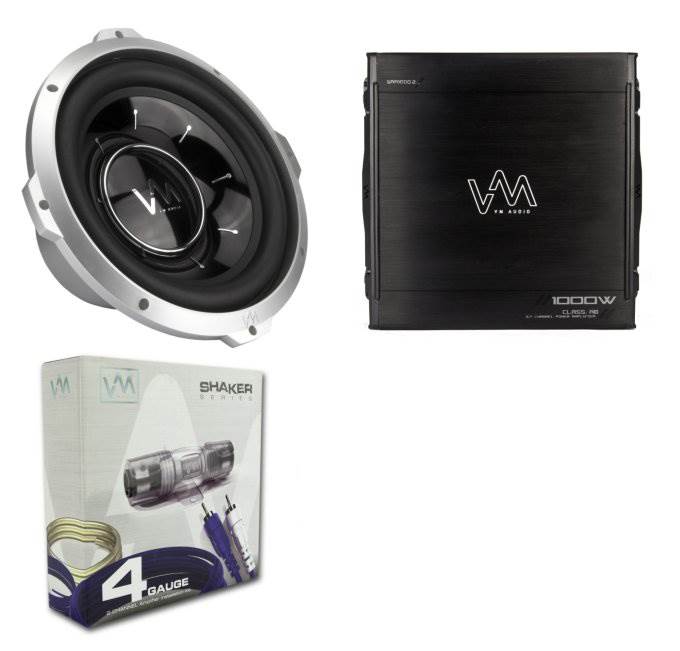 VM Audio 500W 2 Channel Car Amplifier Power Amp Stereo 10" Subwoofer Wiring Kit