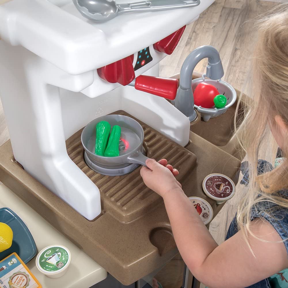 Step2 Coffee Bean Cafe Kids Play Pretend Kitchen Shop Playset with Accessory Set
