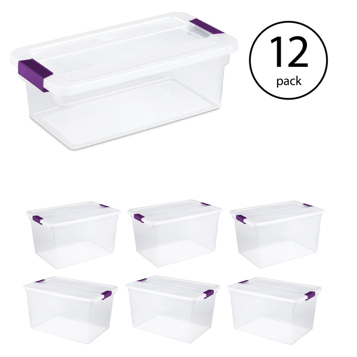 Sterilite Plastic Latching Storage Tote, 66Qt, 6 Pack & Shoe Box, 6Qt, 12 Pack