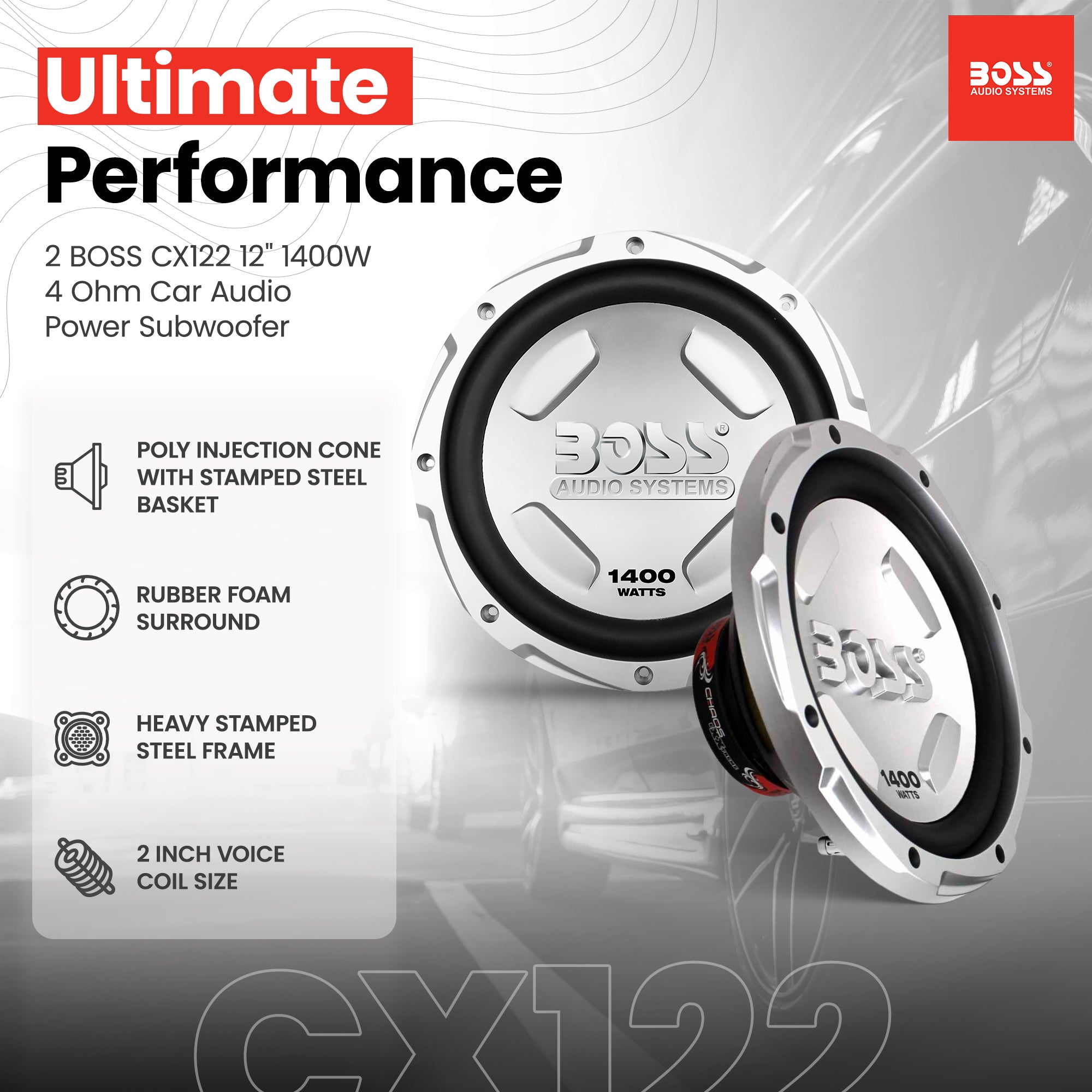 BOSS AUDIO CX122 12" 1400W Car Power Subwoofer Sub & Mono Amplifier & Amp Kit - VMInnovations
