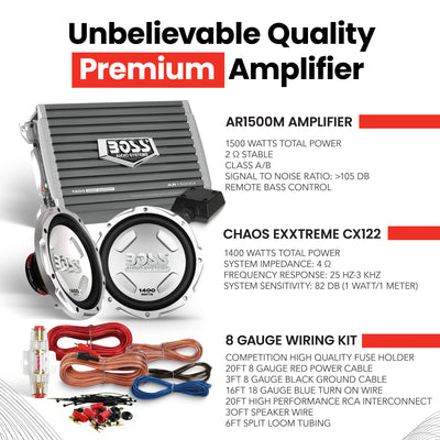 BOSS AUDIO CX122 12" 1400W Car Power Subwoofer Sub & Mono Amplifier & Amp Kit - VMInnovations