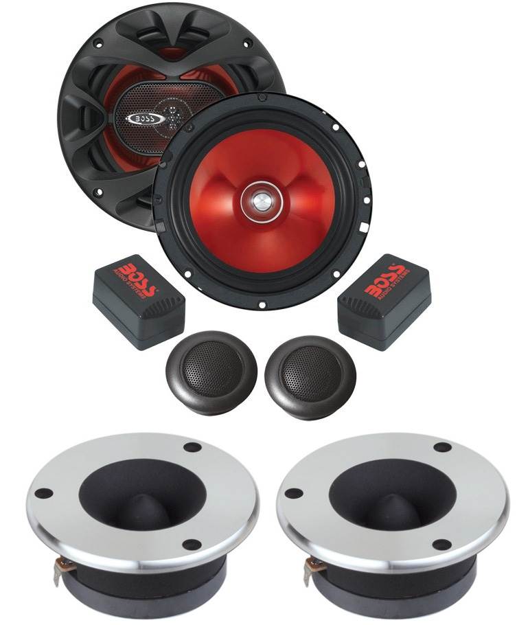 BOSS CH6CK 6.5" 350W Car 2 Way Component & TW-30 3" 250W Tweeters Speakers Audio