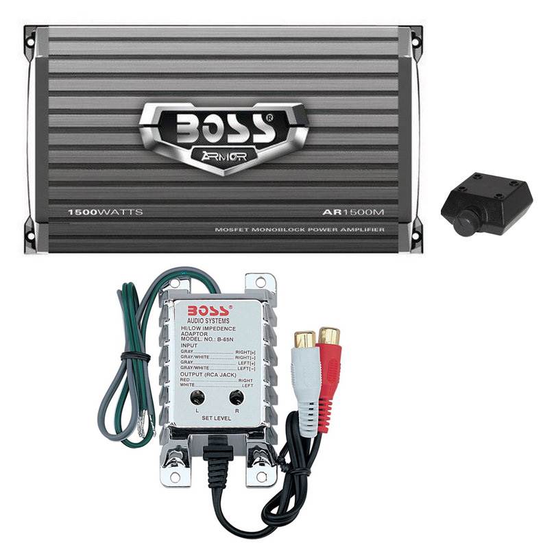 Boss R3004 1200W 4 Channel Car Audio Amplifier Amp & Remote & 8 Gauge Amp Kit