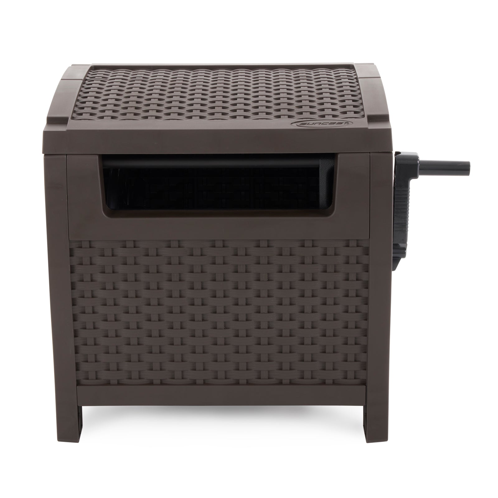 Suncast 175 Foot Slide Trak Outdoor Garden Water Hose Hideaway, Mocha Brown - VMInnovations